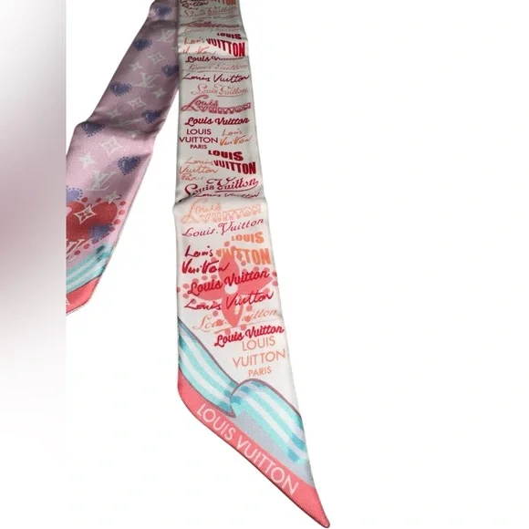 LOUIS VUITTON RARE REVERSIBLE 100% SILK BANDEAU SCARF W/ COA - Picture 9 of 11